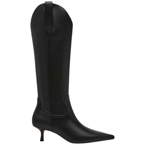 Steven New York Britt Knee High Western Boot Women's 8 Black Kitten Heel Cowboy - Picture 1 of 15